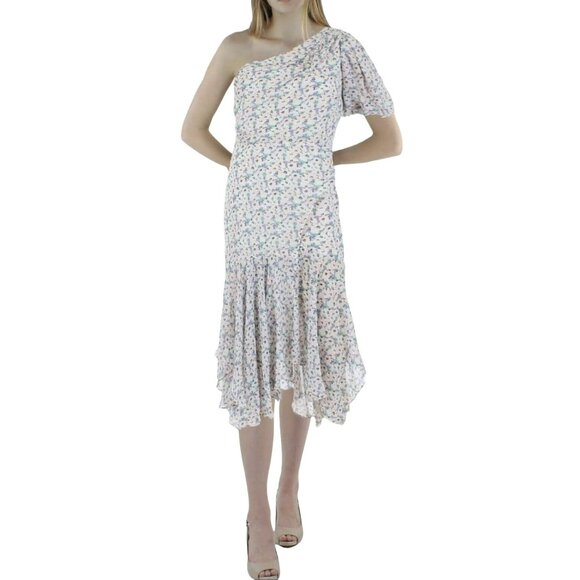 ASTR the Label One Shoulder Dress Asymmetrical Floral Print Midi Large NWOT - Picture 1 of 7